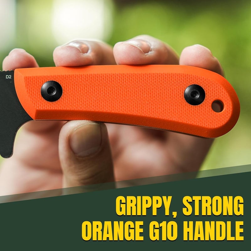 KIZER Deckhand Fixed Blade Knife with Sheath, D2 Blade Camping Knife G10 Handle, Fixed Blade EDC Knives for Men Women, Outdoor Hunting Hiking Survival Knives 1062M1 - Image 3